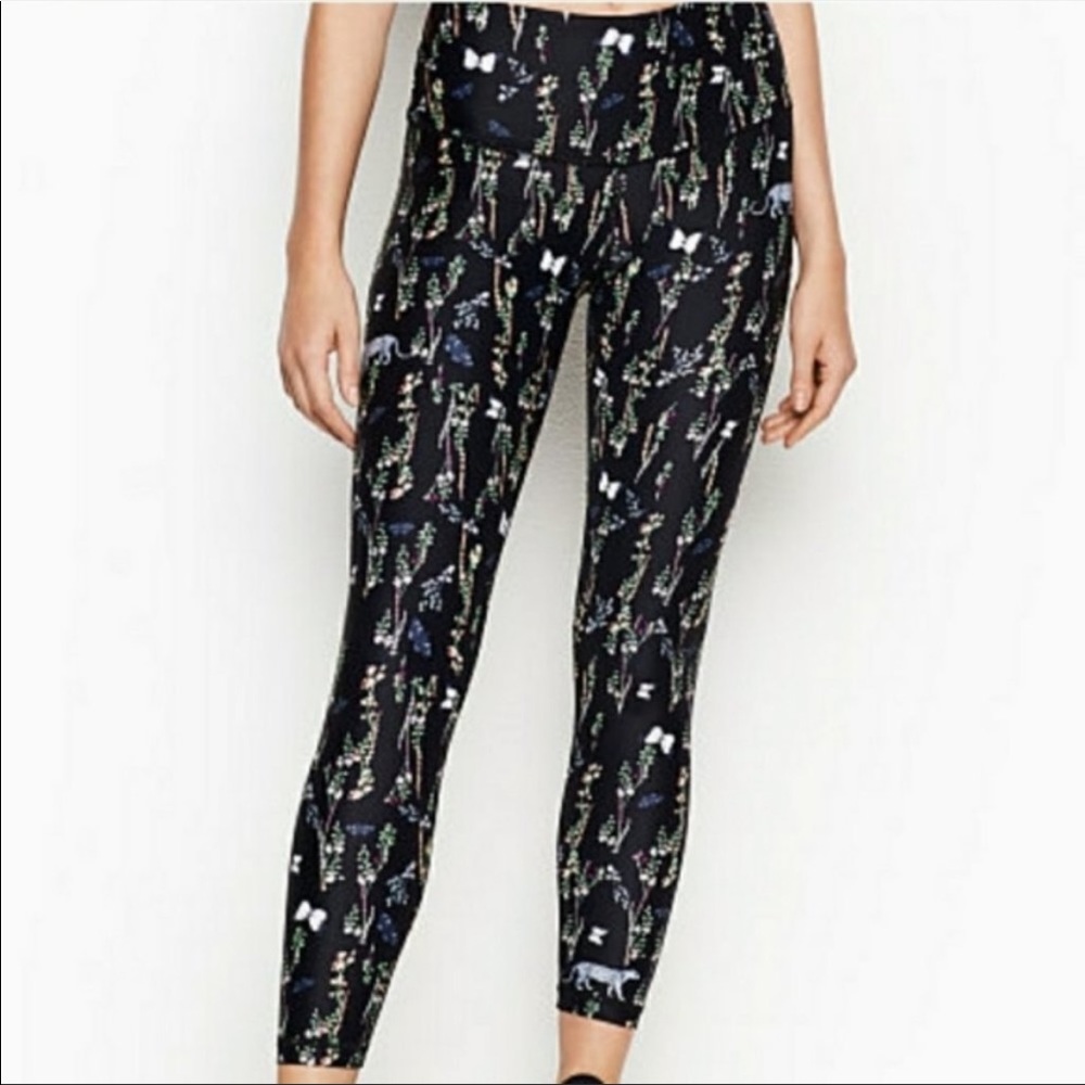 Victoria's Secret Sport leggings 7/8 tights floral jungle cat leopard butterfly
